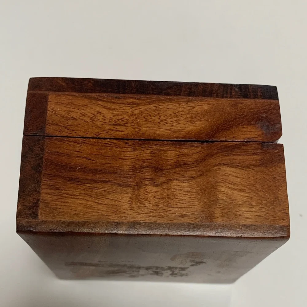 Handcrafted Jewelry Wooden Box with Natural finish.Used in great condition. 3x3.